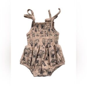 Kate Quinn Size 3-6 Months Woodland Print Smocked Romper